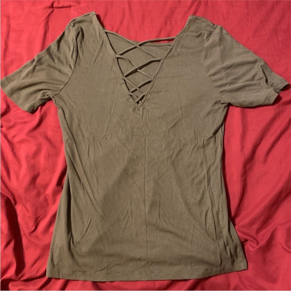 Forest Green Lace-Up Women's Top